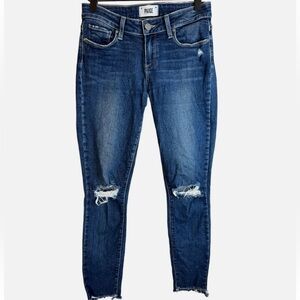PAIGE Verdugo Ankle Ripped Raw Hem Jeans Distressed